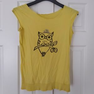 🦉 Studded Rhinestone Yellow Owl Graphic Shirt Tee